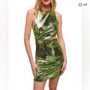 Maje Green Asymmetrical Bodycon Dress